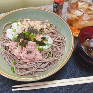 100円以下節約生姜舞茸ツナおろしそば